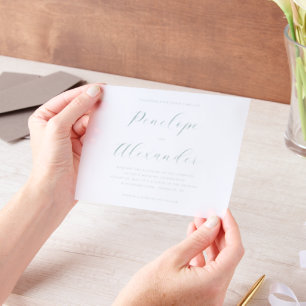 Elegant Green Calligraphy Vellum Invitations
