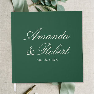 Elegant Green Calligraphy Wedding Guest Book
