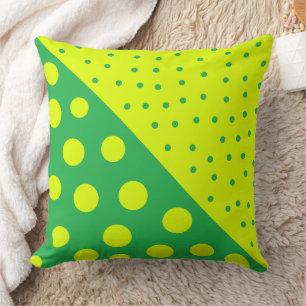 Elegant Green & Chartreuse Color Block Throw Pillow