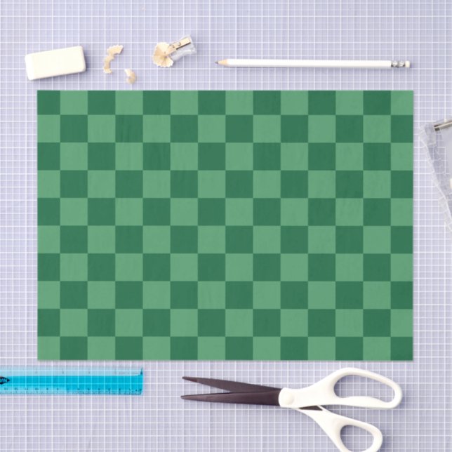 Elegant Green Checkerboard Design Tissue Paper (Craft)