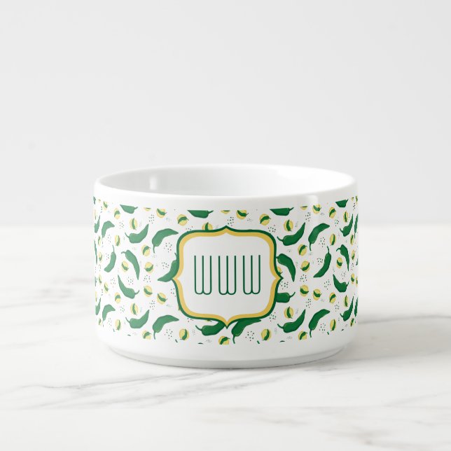 Elegant Green Chile Pattern Bowl (Center)