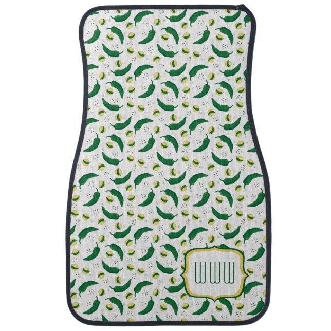 Elegant Green Chile Pattern Car Floor Mat (Front)