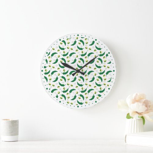 Elegant Green Chile Pattern Large Clock