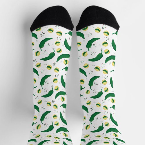 Elegant Green Chile Pattern Socks
