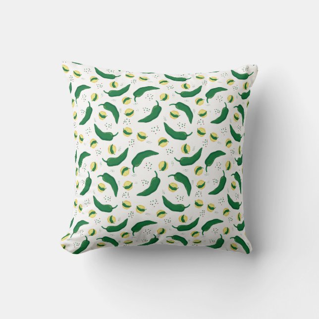 Elegant Green Chile Pattern Throw Pillow (Front)