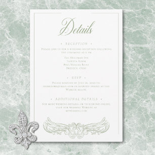 Elegant Green Chinoiserie Bird Crest Wedding Enclosure Card