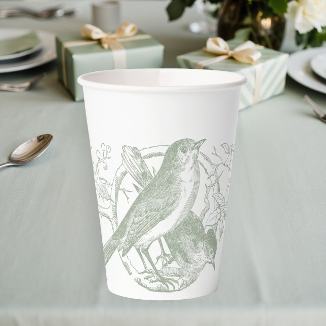 Elegant Green Chinoiserie Nature Birds Baby Paper Cups (Elegant Green Chinoiserie Nature Birds Baby Paper Cups)