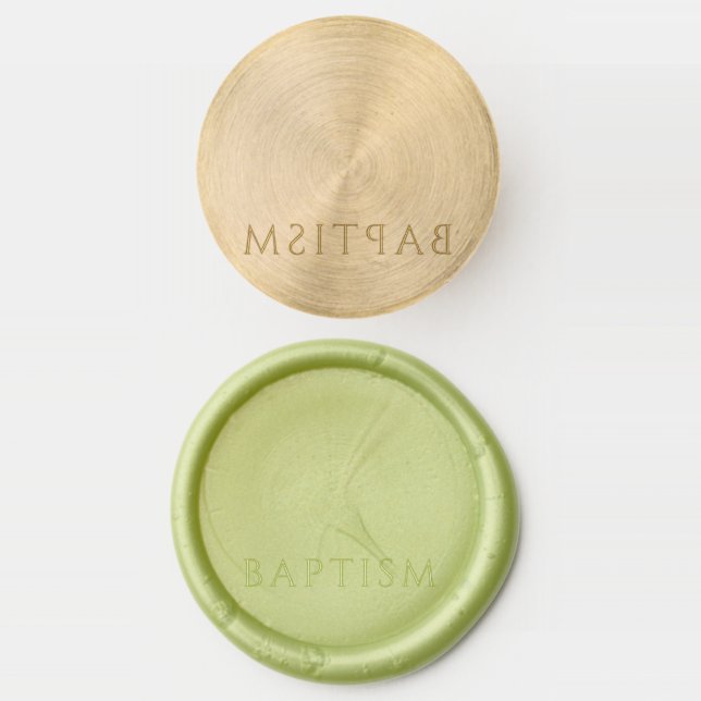 Elegant Green Christian Religious Cross Baptism Wax Seal Stamp (Stamped)