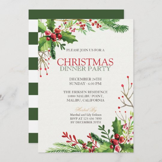 Elegant Green Christmas Holiday Party | Invitation | Zazzle.com