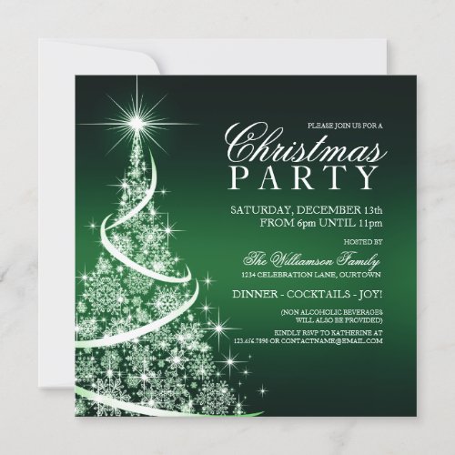 Elegant Green Christmas Party Invitation