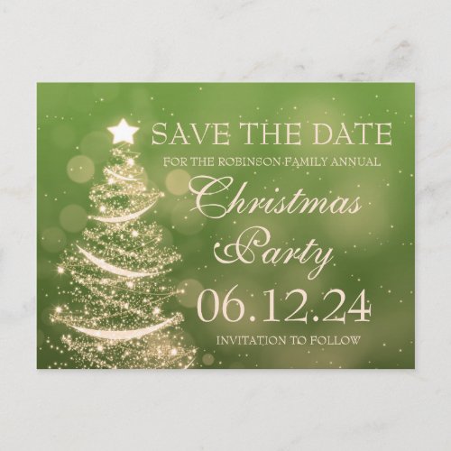 Elegant Green Christmas Party Save The Date Announcement Postcard