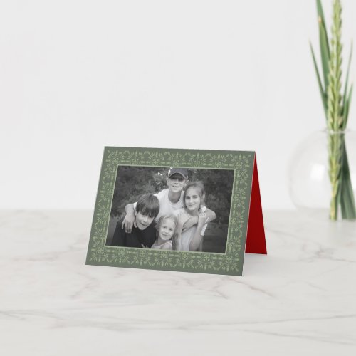 Elegant Green Christmas Photo Card 1 Photo Classic