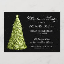 Elegant Green Christmas Tree Holiday Party Invitation