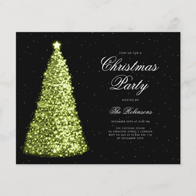 Elegant Green Christmas Tree Invite Program Menu Flyer (Front)
