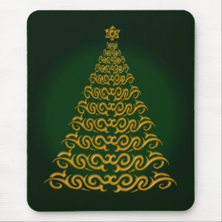 Elegant Green Christmas Tree Mouse Pad