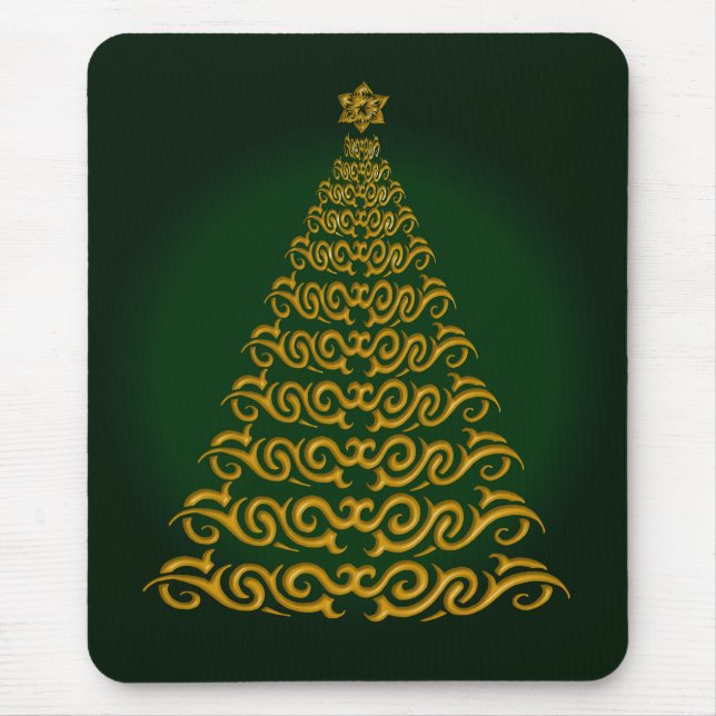 Elegant  Green Christmas Tree Mouse Pad (Front)