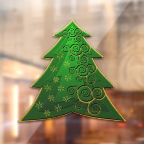 Elegant Green Christmas Tree Window Cling