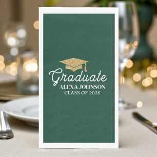 Elegant Green Class Of 2026 Graduation Paper Guest Towels