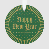 Elegant Green Classic Decorative Happy New Year Ornament