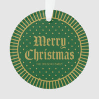 Elegant Green Classic Decorative Merry Christmas Ornament