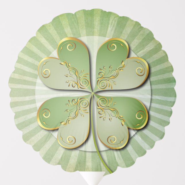Elegant Green Clover St. Patrick's Day Party Balloon (Front)