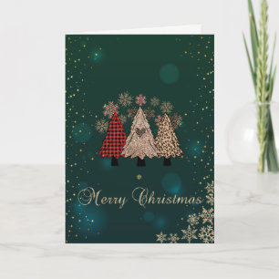 Elegant Green, Cool Pine Trees Holiday Card