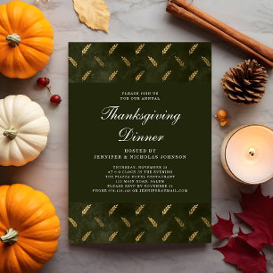 Elegant Green Corn Thanksgiving Dinner Party Invitation