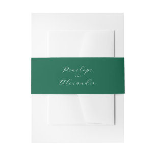 Elegant Green Cursive Names Invitation Belly Band