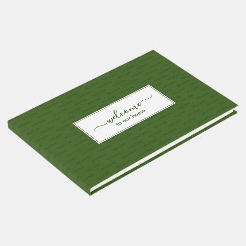Elegant Green Custom WELCOME TO OUR HOME Guest Book