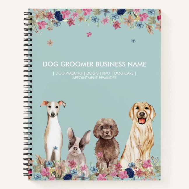 Elegant Green Cute Dog Pet Business Notebook