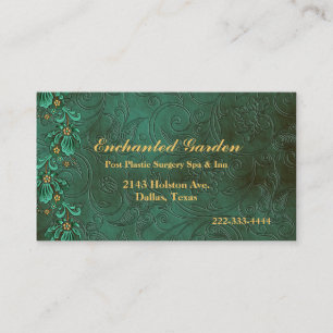Elegant Green Damask Custom Business Card