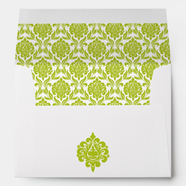 Elegant Green Damask Envelope (Back (Bottom))
