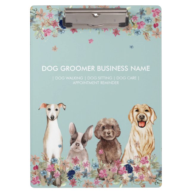 Elegant Green Dog Pet Business Clipboard