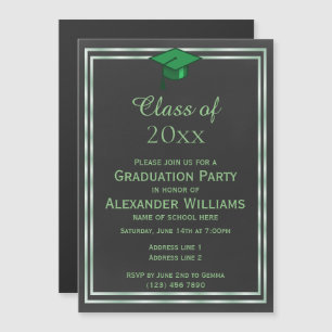 Elegant Green Double Framed Men's Graduation Magnetic Invitation