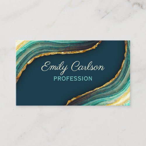 Elegant green emerald marble art faux gold glitter appointment card