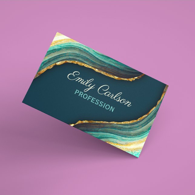 Elegant green emerald marble art faux gold glitter business card magnet (Creator Uploaded)