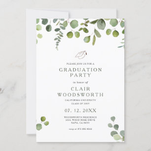 Elegant Green Eucalyptus Graduation Invitation