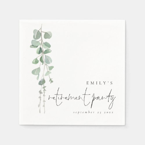 Elegant Green Eucalyptus Name Retirement Party