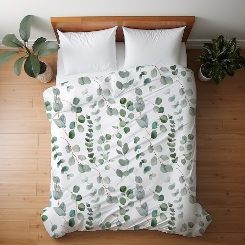 Elegant Green Eucalyptus Pattern Duvet Cover