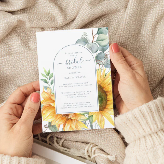 Elegant Green Eucalyptus Sunflower Bridal Shower Invitation Zazzle 6013