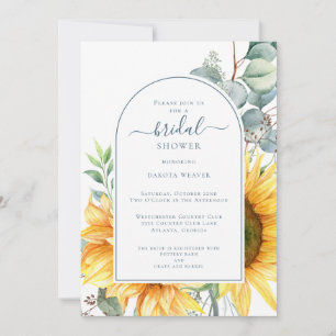 Elegant Green Eucalyptus Sunflower Bridal Shower Invitation