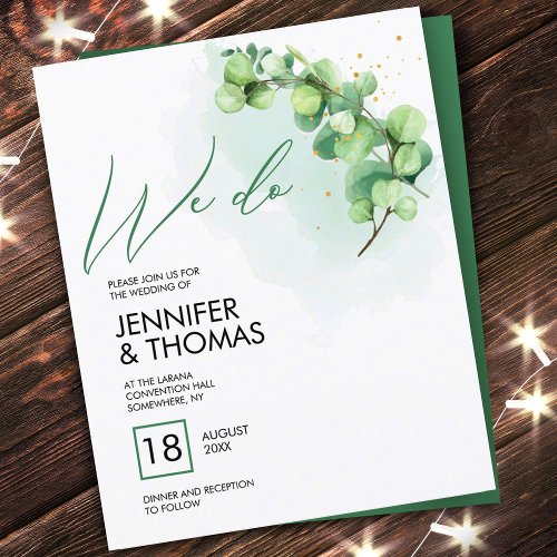 Elegant Green Eucalyptus We Do Wedding Invitation