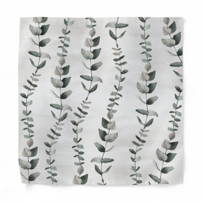 Elegant Green Eucalyptus Wedding Pocket Square Bandana (Front)