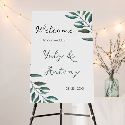 Elegant Green Eucalyptus Wedding Welcome Sign