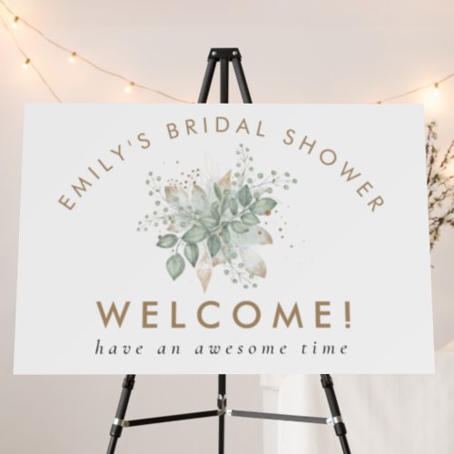 Elegant Green Eucalyptus Welcome Bridal Shower Foam Board