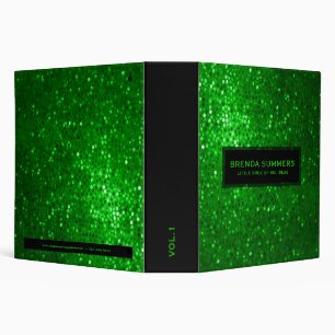 Elegant Green Faux Glitter Binder