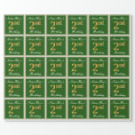 [ Thumbnail: Elegant, Green, Faux Gold 2nd Birthday + Name Wrapping Paper ]