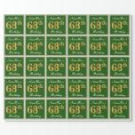 [ Thumbnail: Elegant, Green, Faux Gold 68th Birthday + Name Wrapping Paper ]