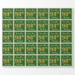 [ Thumbnail: Elegant, Green, Faux Gold 98th Birthday + Name Wrapping Paper ]
