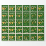 [ Thumbnail: Elegant, Green, Faux Gold 99th Birthday + Name Wrapping Paper ]